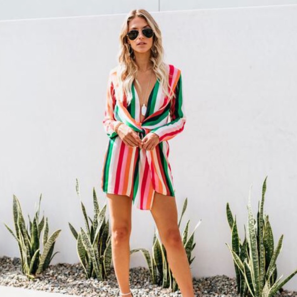 NWT VICI twist front stripe dress